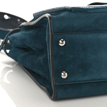 Fendi Chamois Karung Shiny Nappa Medium 3 Pocket Peekaboo Iconic Satchel Cobalto Petrolio 8 of 9