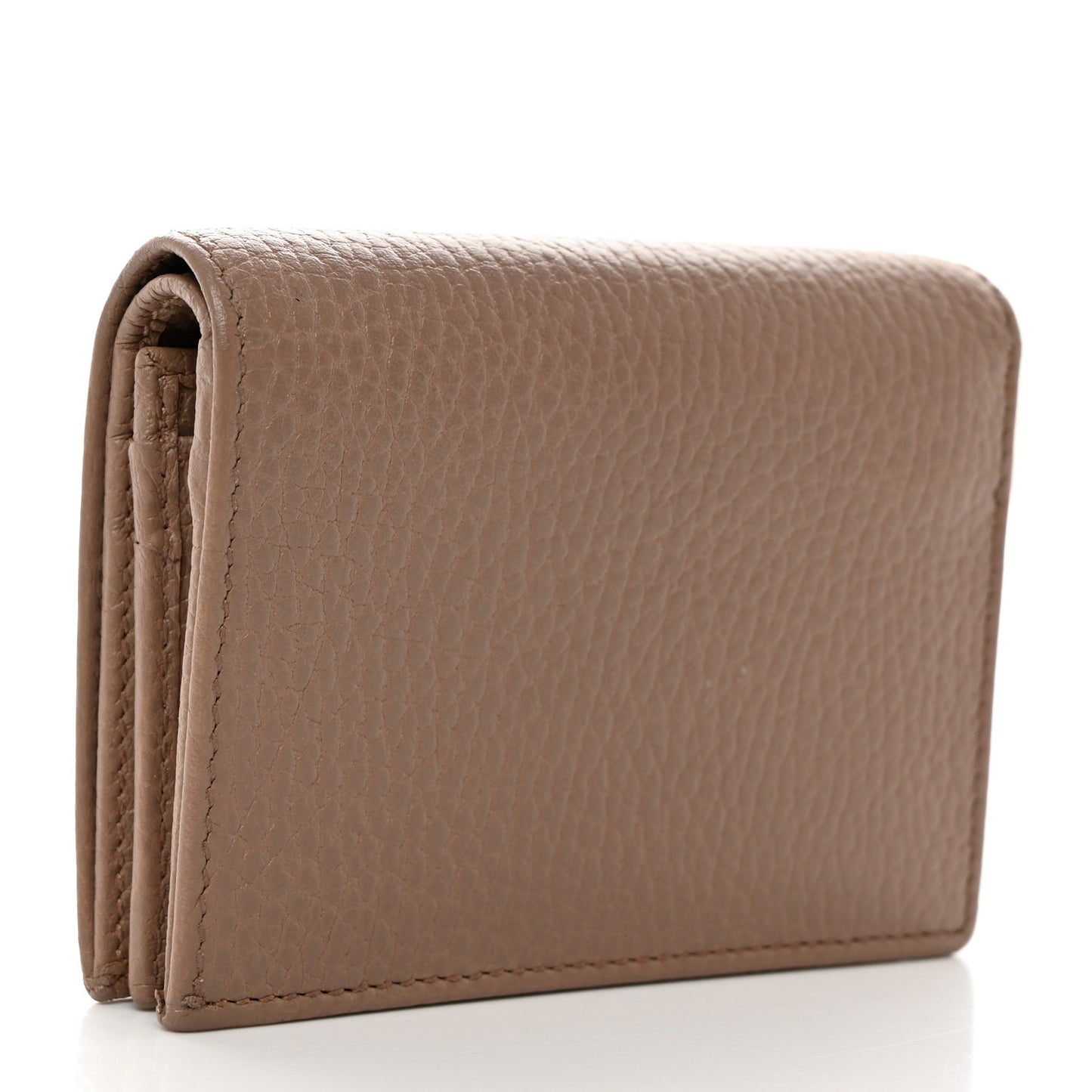 Pebbled Calfskin GG Marmont Card Case Porcelain Rose