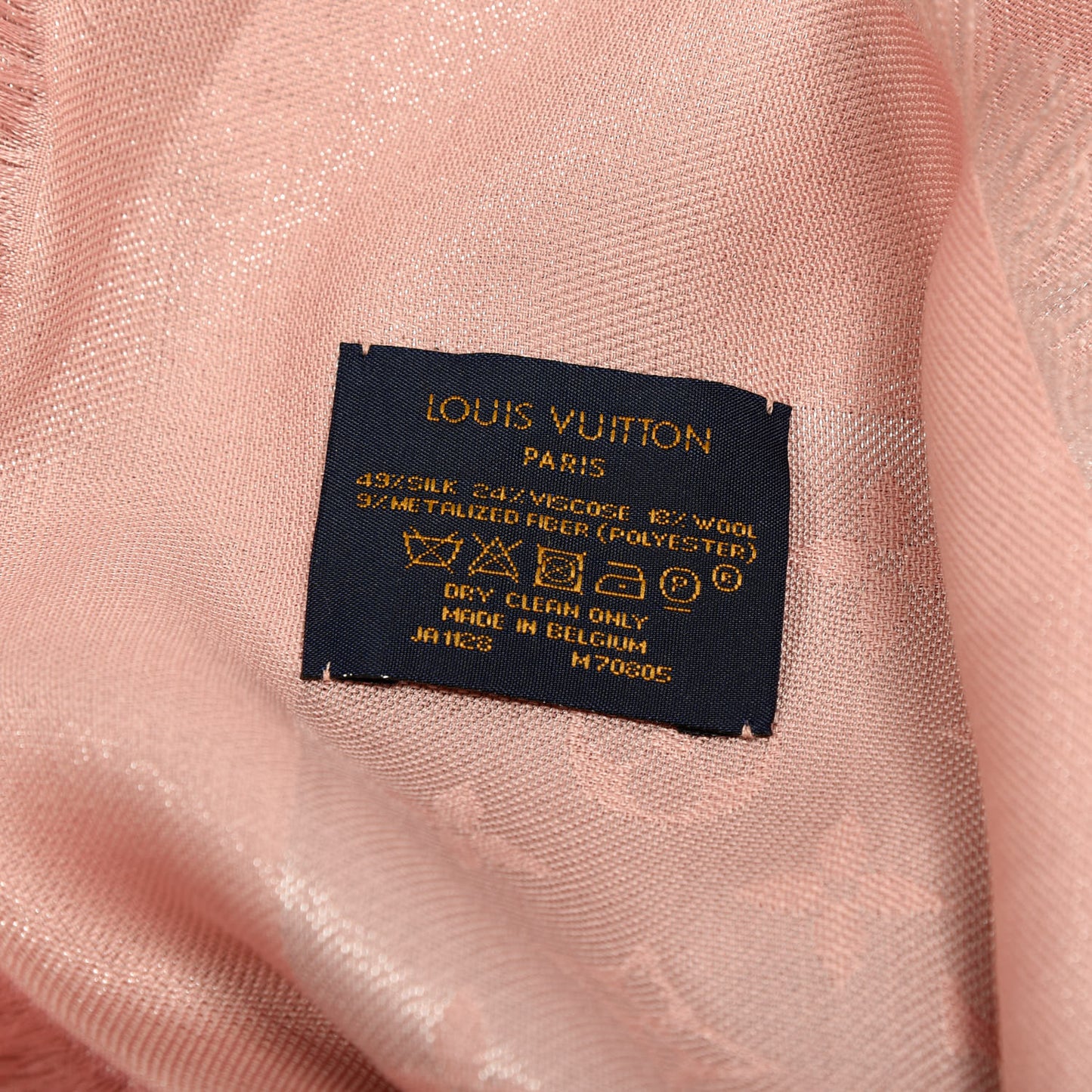 Silk Lurex Wool Monogram Shine Shawl Rose Velours