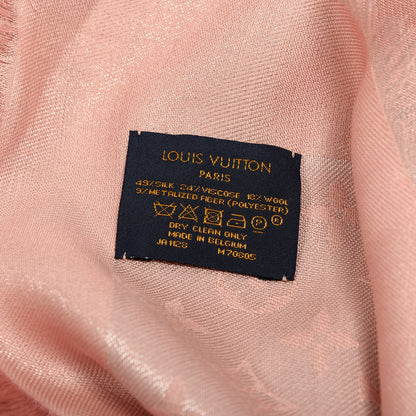 Louis Vuitton Silk Lurex Wool Monogram Shine Shawl Rose Velours 3 of 3
