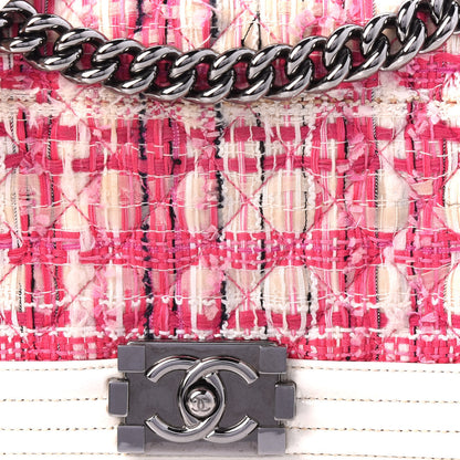 Chanel Patent Tweed Medium Boy Flap White 11 of 12