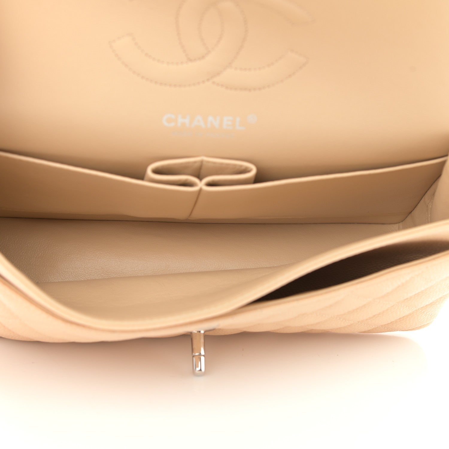 Chanel Caviar Quilted Medium Double Flap Light Beige 6 of 14
