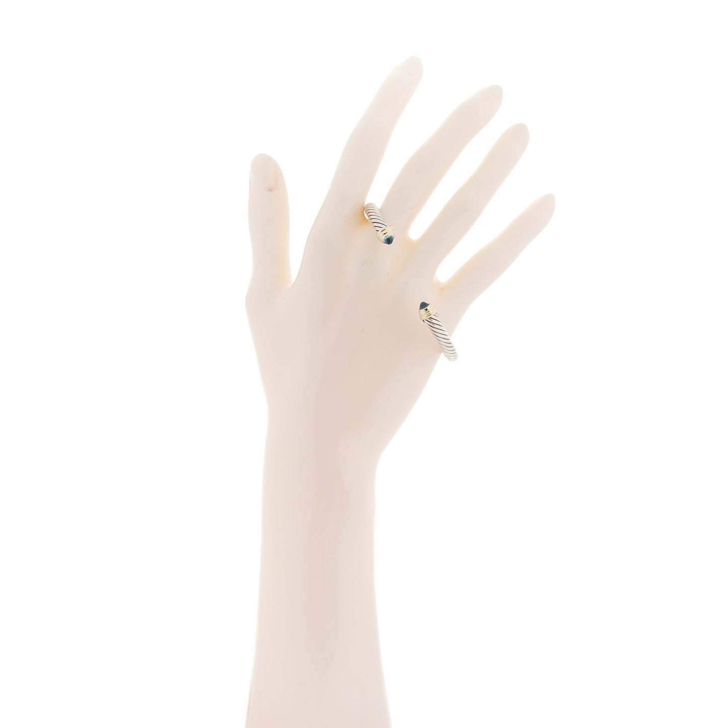 Sterling Silver 14K Yellow Gold Blue Topaz 5mm Cable Classics Petite Color Bracelet