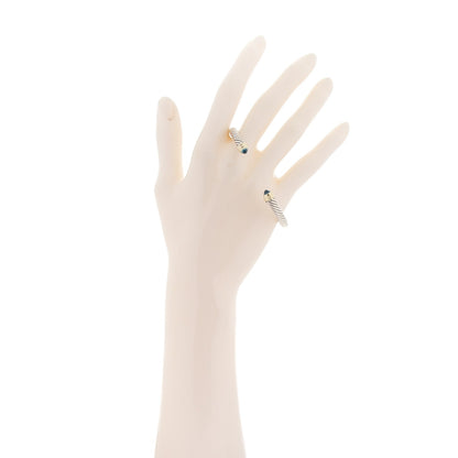 David Yurman Sterling Silver 14K Yellow Gold Blue Topaz 5mm Cable Classics Petite Color Bracelet 2 of 4