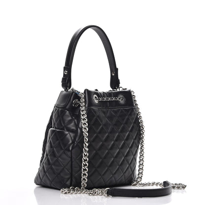 Chanel Lambskin Quilted Small Chain Bucket Bag Black 4 of 9