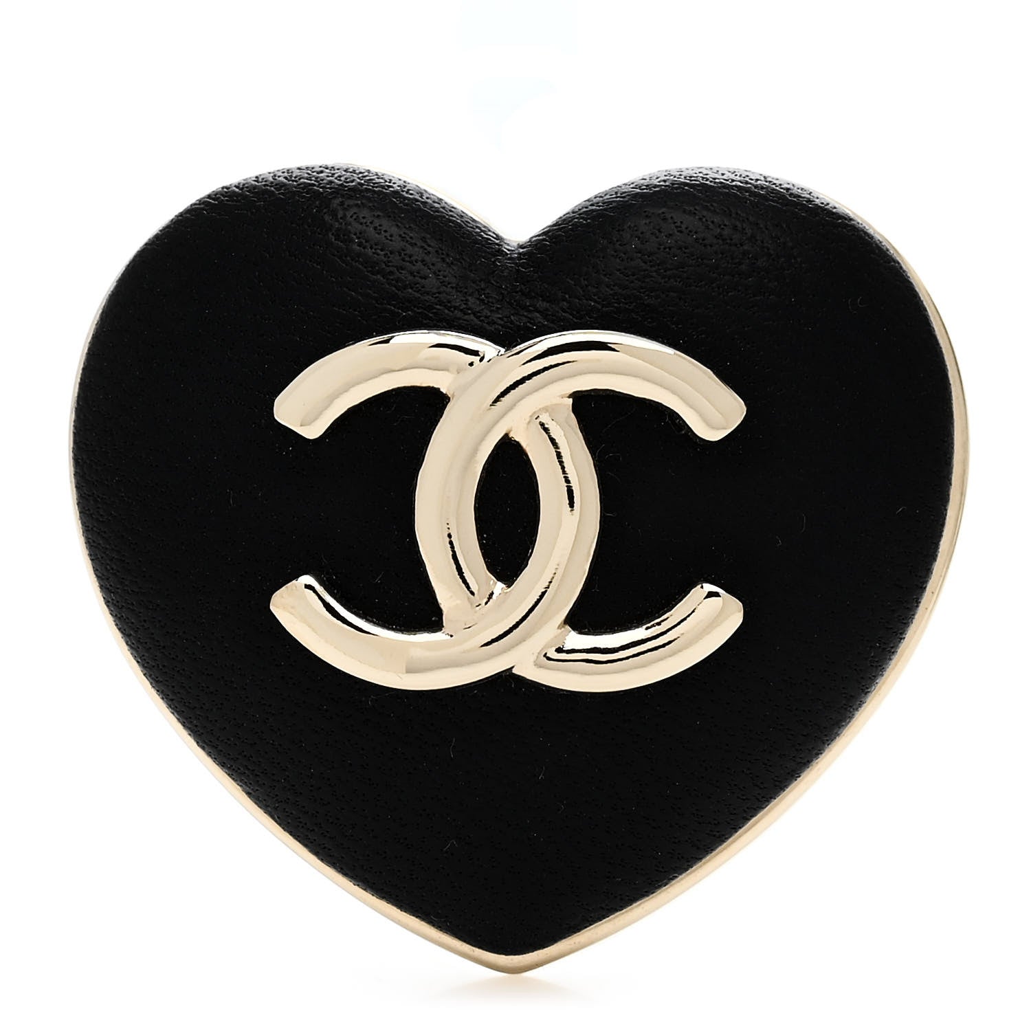 Chanel Lambskin CC Heart Brooch Gold Black 1 of 4