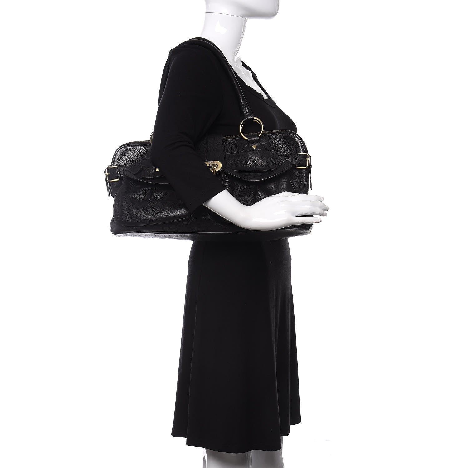Burberry Calfskin Two Front Pocket Satchel Bag Black 2 of 10