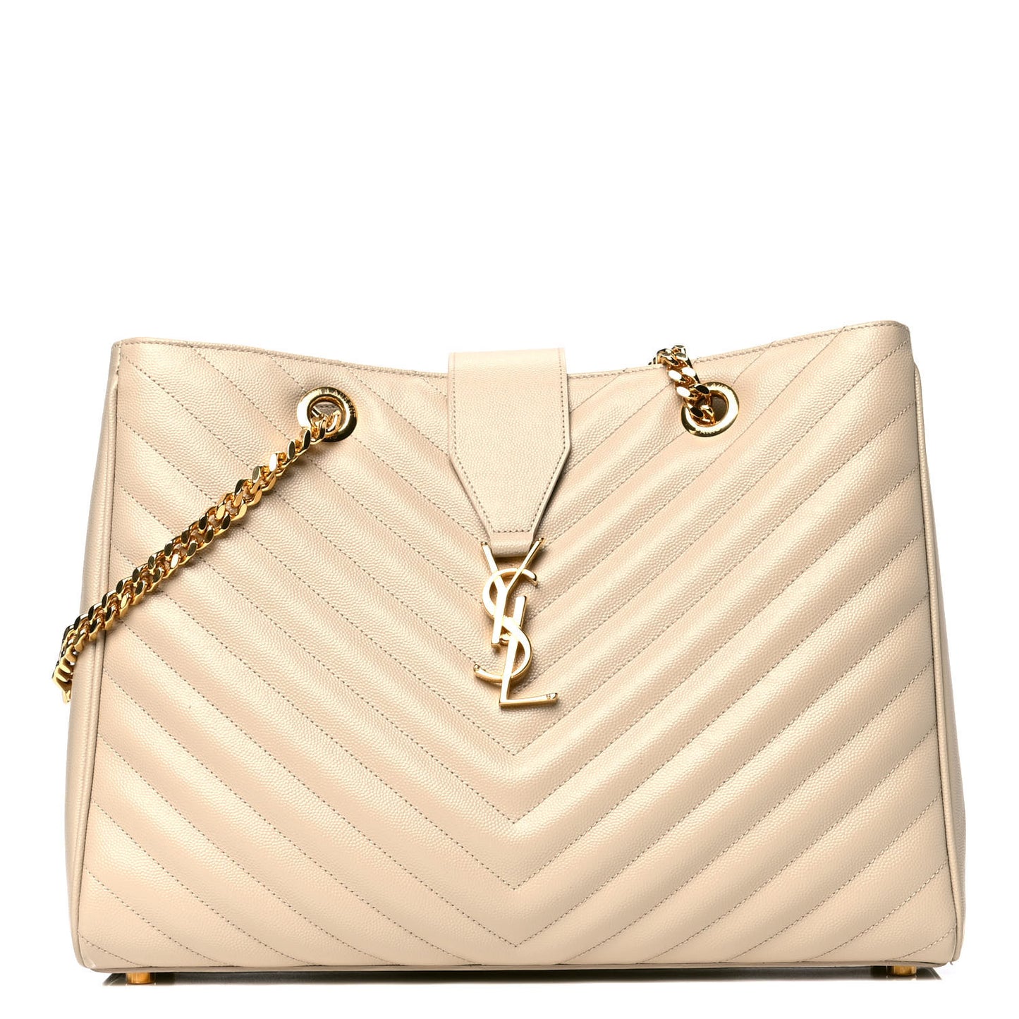 Grain De Poudre Matelasse Chevron Monogram Shopping Bag Nude Powder