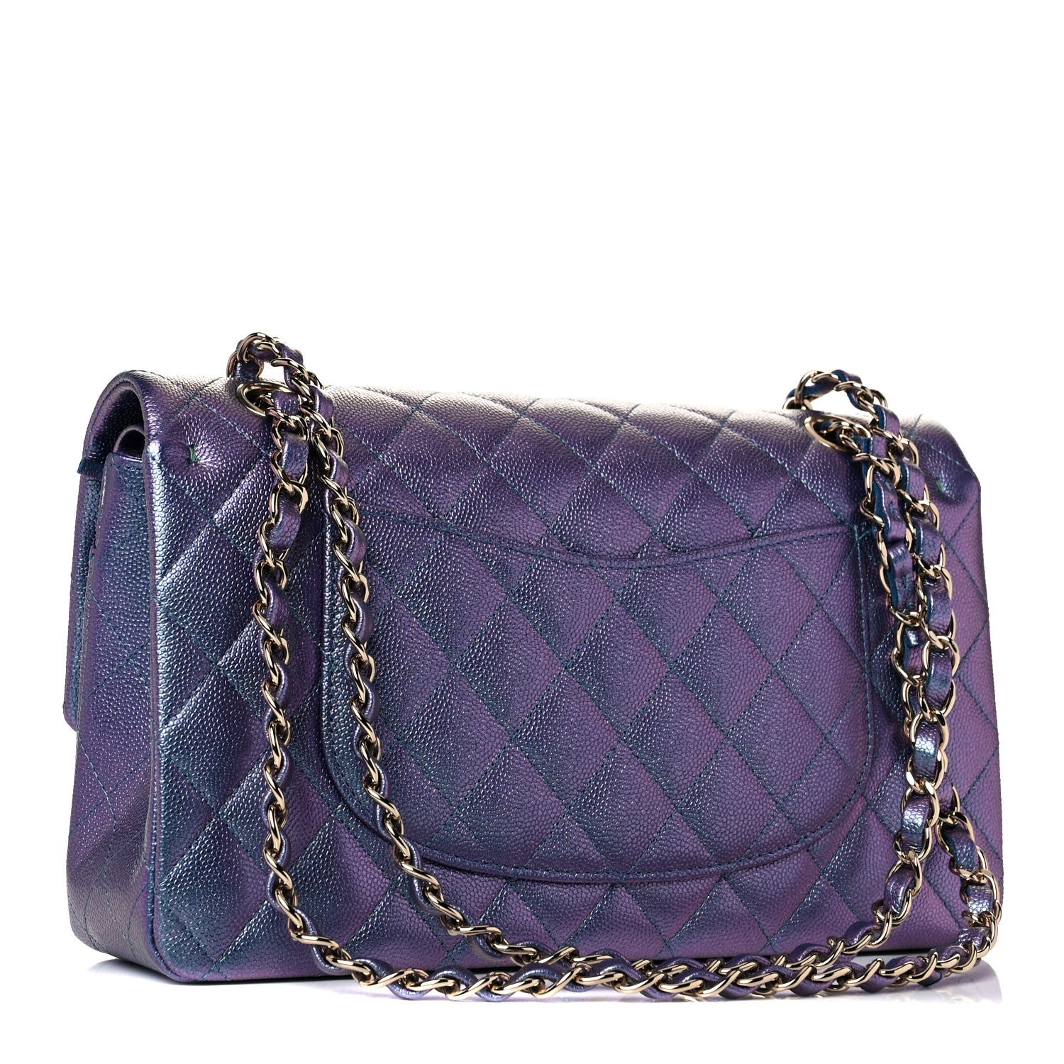 Chanel Iridescent Caviar Quilted Medium Double Flap Dark Blue 3 of 10