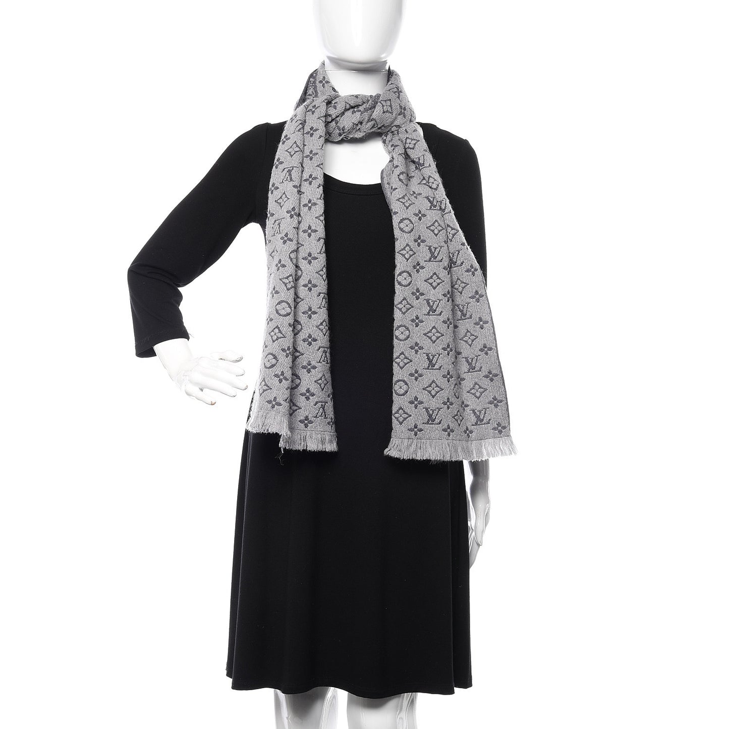 Wool Monogram Classic Scarf Grey
