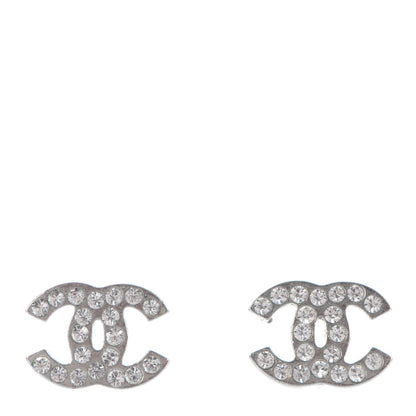 Chanel Crystal Timeless CC Earrings Silver 1 of 4