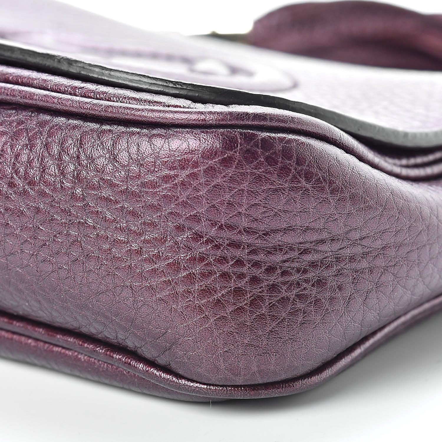Gucci Metallic Pebbled Calfskin Small Soho Flap Crossbody Burgundy 10 of 14