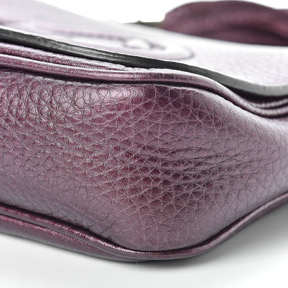 Gucci Metallic Pebbled Calfskin Small Soho Flap Crossbody Burgundy 10 of 14
