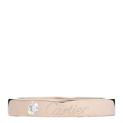 Cartier 18K Pink Gold Diamond 3mm C De Wedding Band Ring 50 5.25 1 of 5
