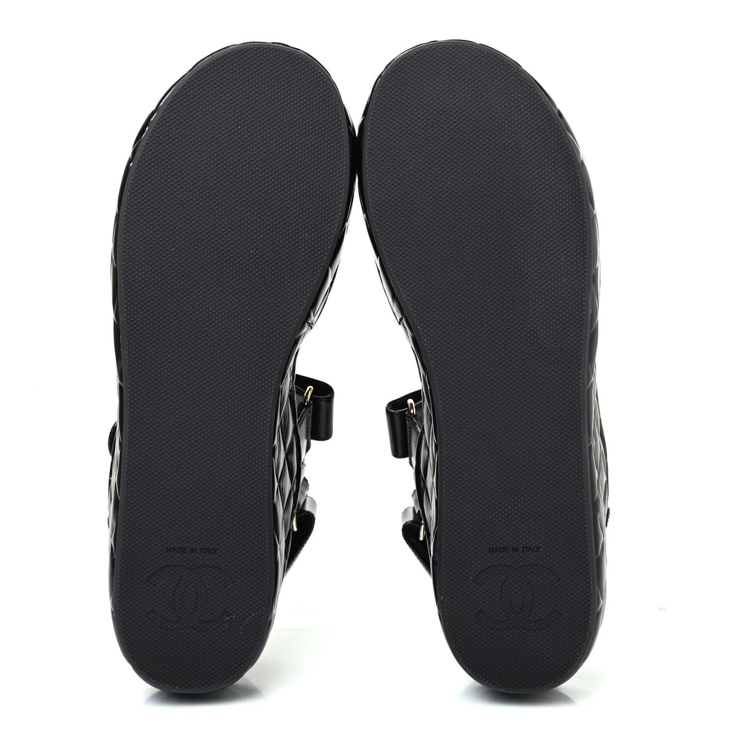 Chanel Shiny Calfskin Logo Platform Sandals 39 Black 4 of 4