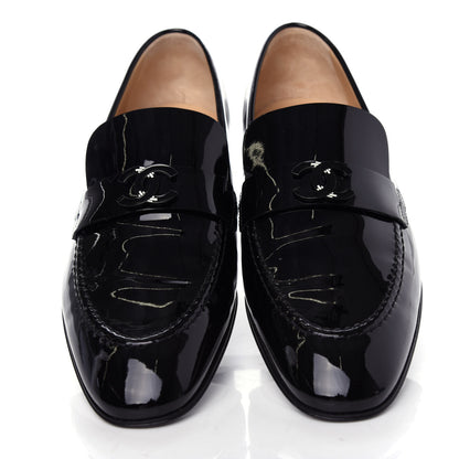 Chanel Patent CC Mocassin Loafers 40.5 Black 5 of 13
