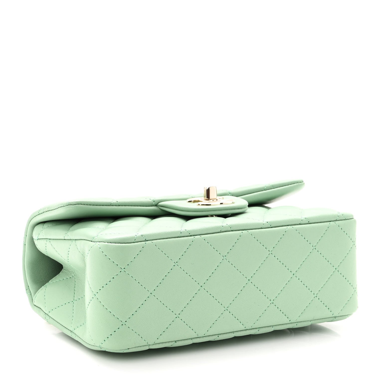 Chanel Lambskin Quilted Mini Top Handle Rectangular Flap Light Green 4 of 12