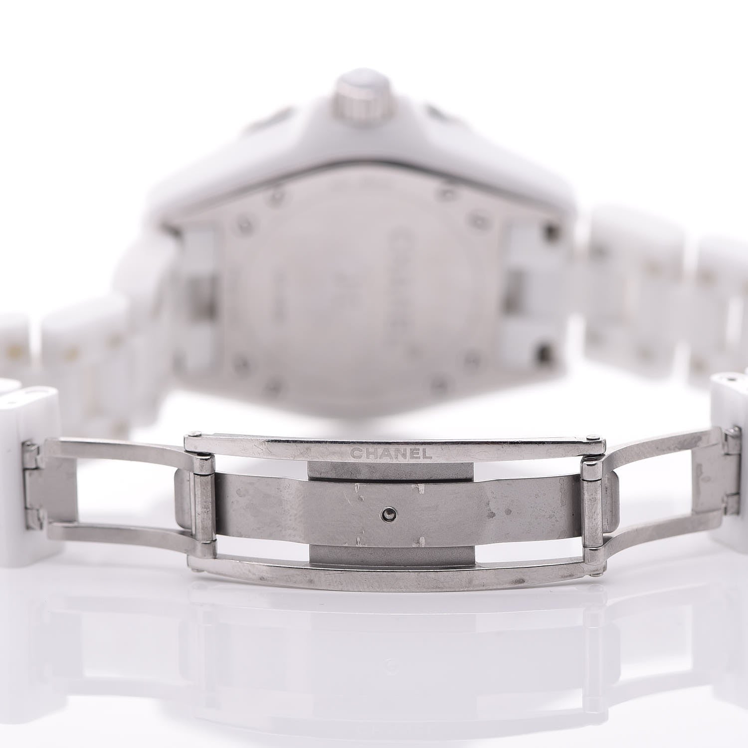 Chanel Stainless Steel Ceramic Diamond 33mm J12 Quartz Watch White 6 of 6