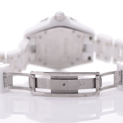 Chanel Stainless Steel Ceramic Diamond 33mm J12 Quartz Watch White 6 of 6