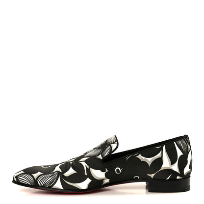 Christian Louboutin Satin Petunia Mens Dandelion Flat Loafers 42 Black White 1 of 8
