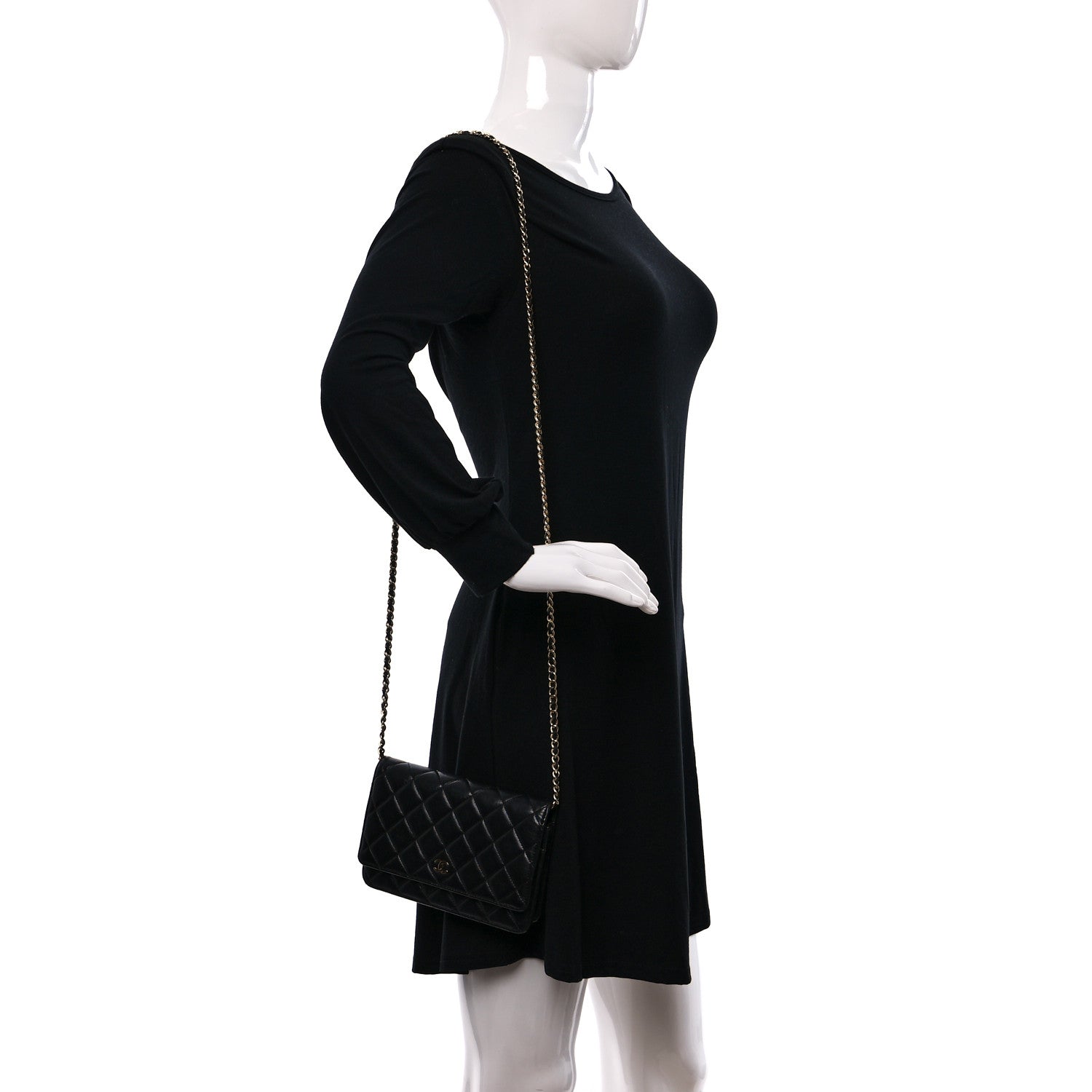 Chanel Lambskin Quilted Wallet On Chain WOC Black 2 of 11