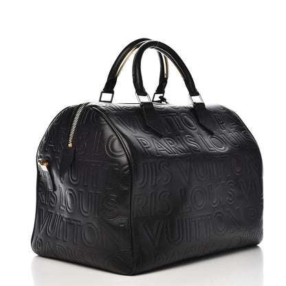 Louis Vuitton Calfskin Embossed Speedy Cube 30 Black 3 of 11