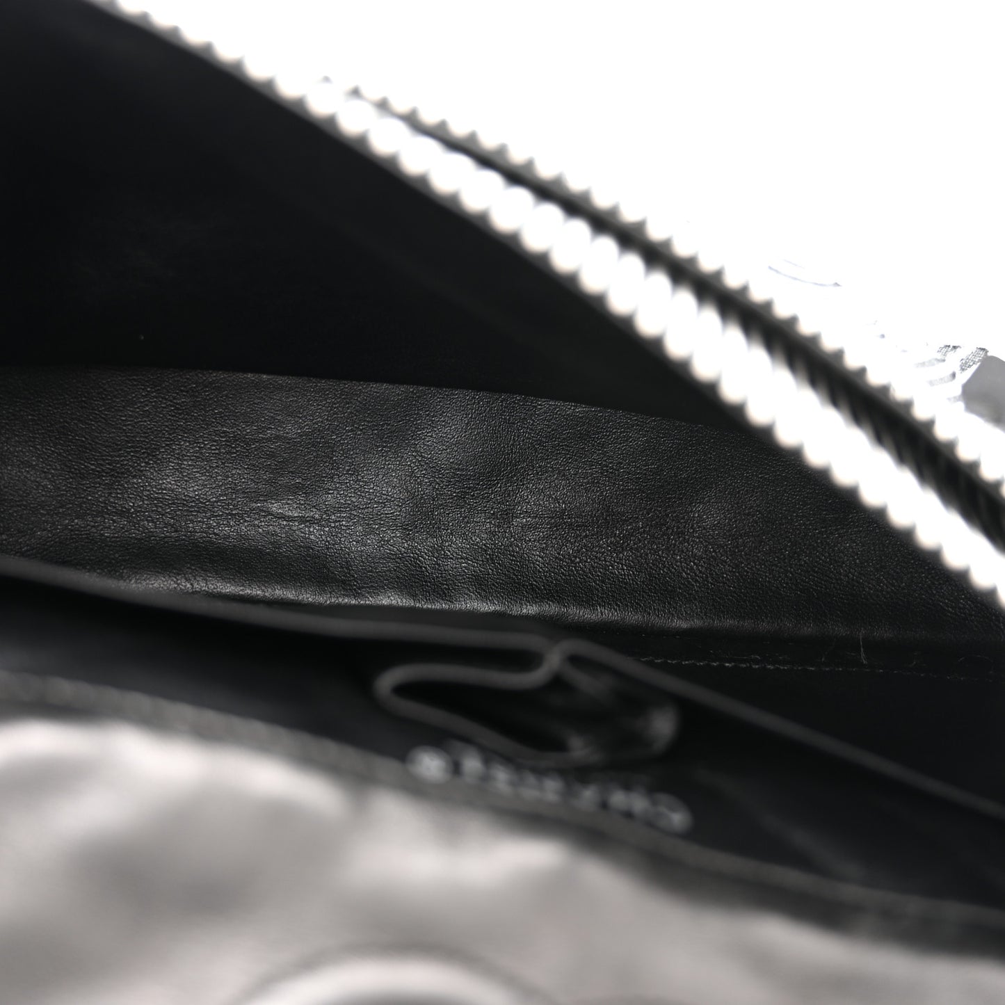 Canvas Sequin Stripe Medium Double Flap Black White