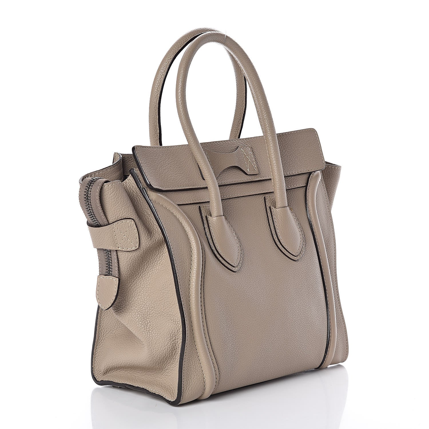 Celine Drummed Calfskin Micro Luggage Dune 3 of 11