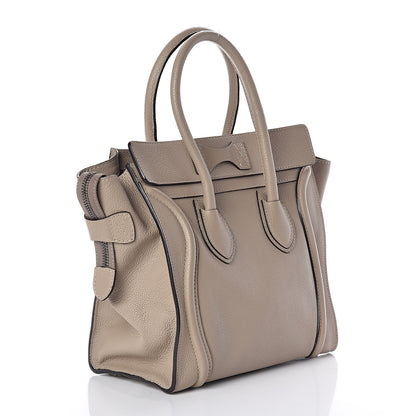 Celine Drummed Calfskin Micro Luggage Dune 3 of 11