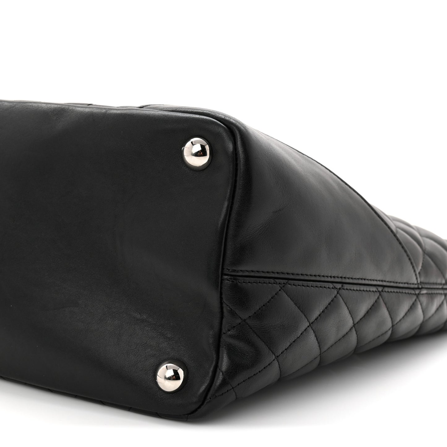 Calfskin Quilted Large Cambon Tote Black