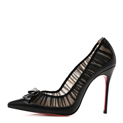 Christian Louboutin Tulle Calfskin Follies Draperia Bow 100 Pump 36 Black 1 of 8