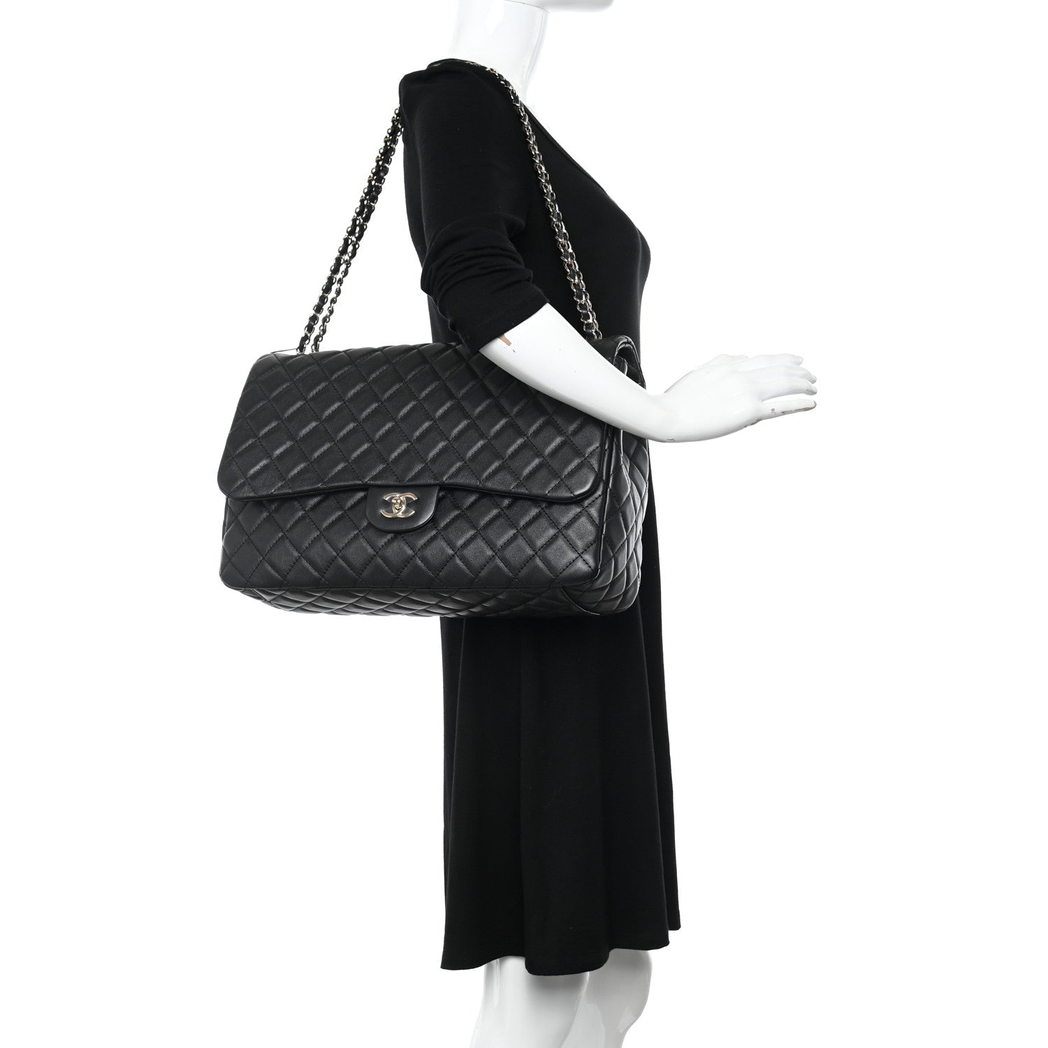 Chanel Calfskin Quilted Small XXL Travel Flap Bag Black 2 of 10