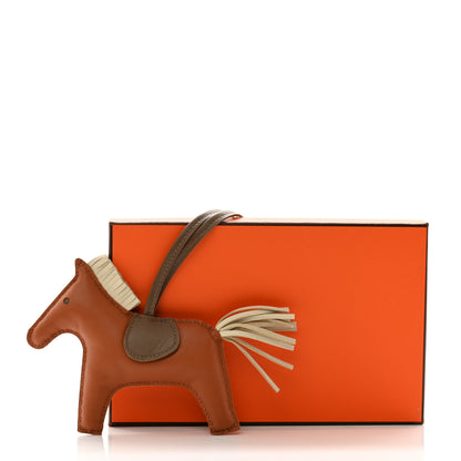 Hermes Milo Lambskin Grigri Rodeo Horse Bag Charm MM Gold Craie Etoupe 5 of 5