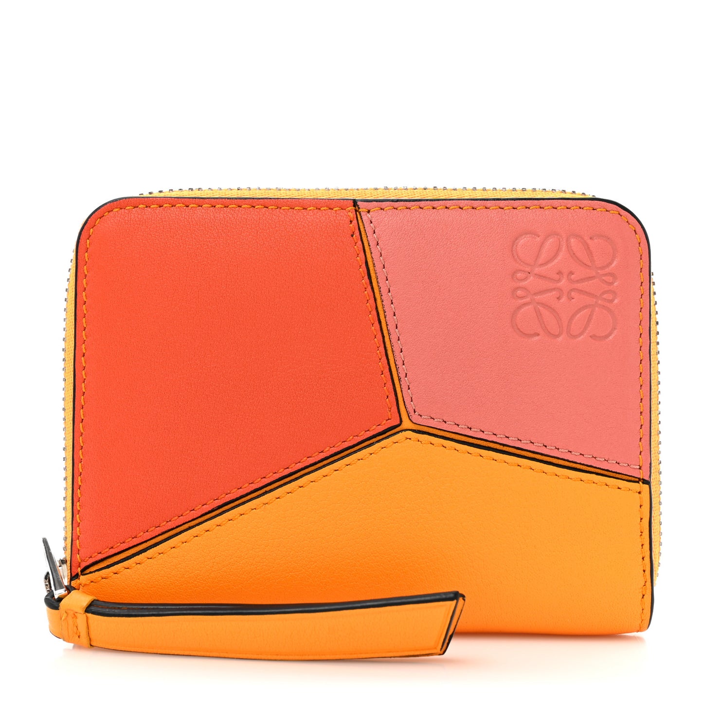 Calfskin Puzzle Zip Around Wallet Yellow Multicolor