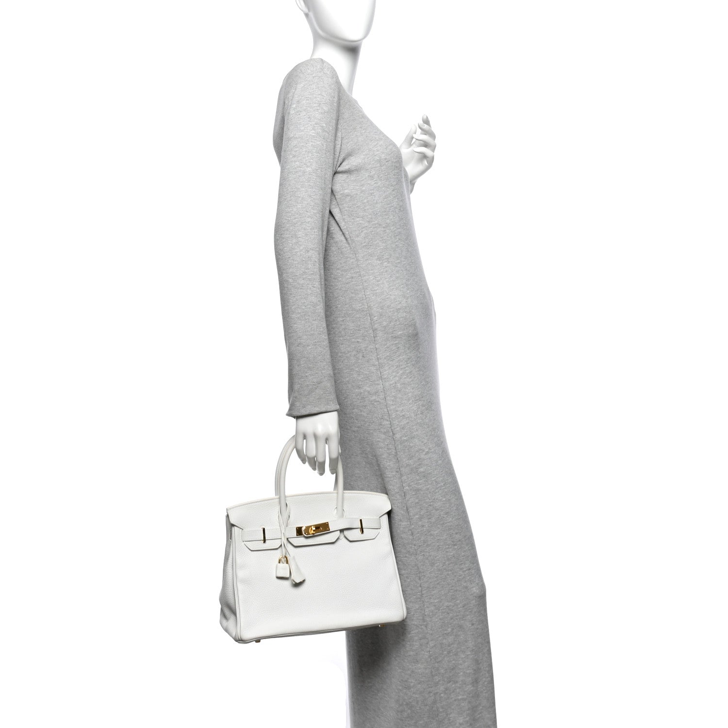 Hermes Taurillon Clemence Birkin 30 White 2 of 11
