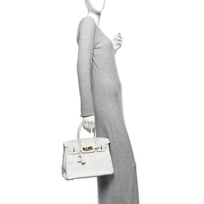 Hermes Taurillon Clemence Birkin 30 White 2 of 11