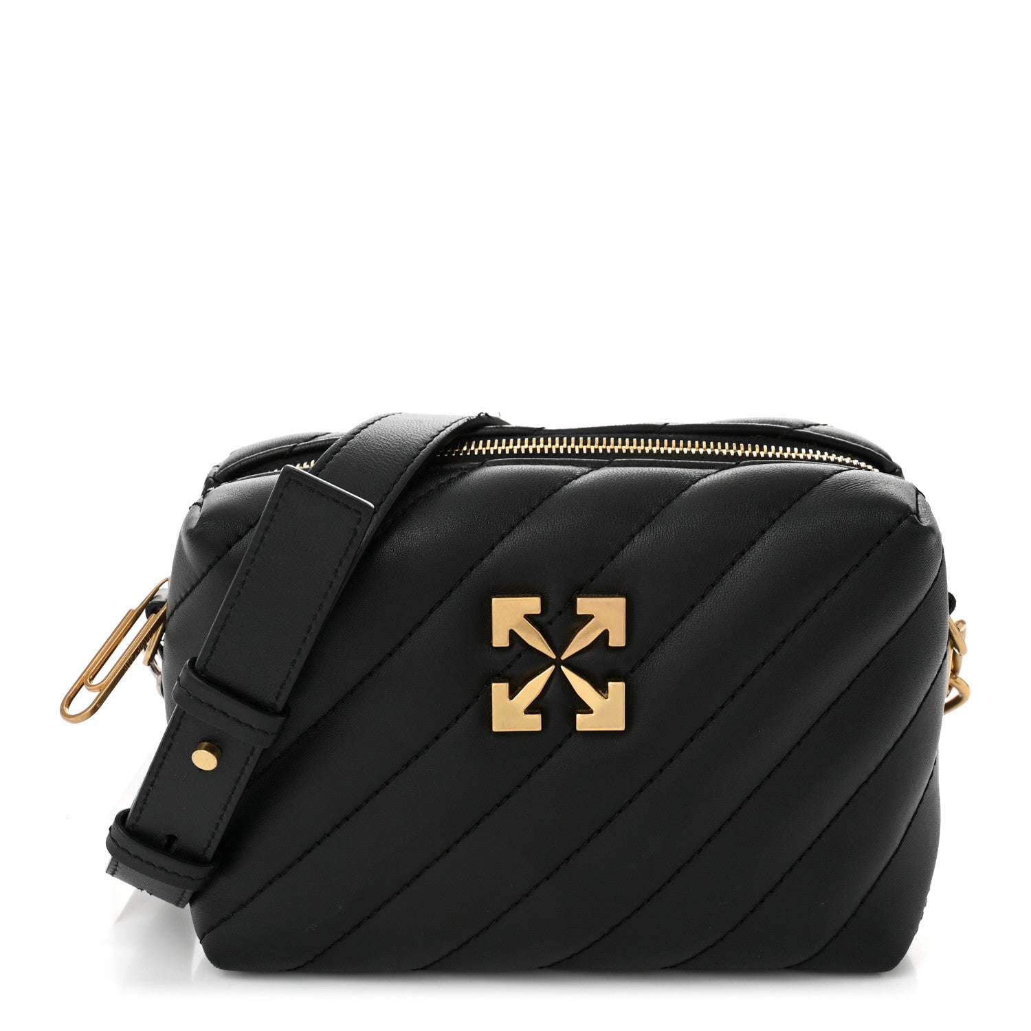 Off-White Calfskin Diagonal Quilted Jackhammer Camera Bag Black 1 of 12