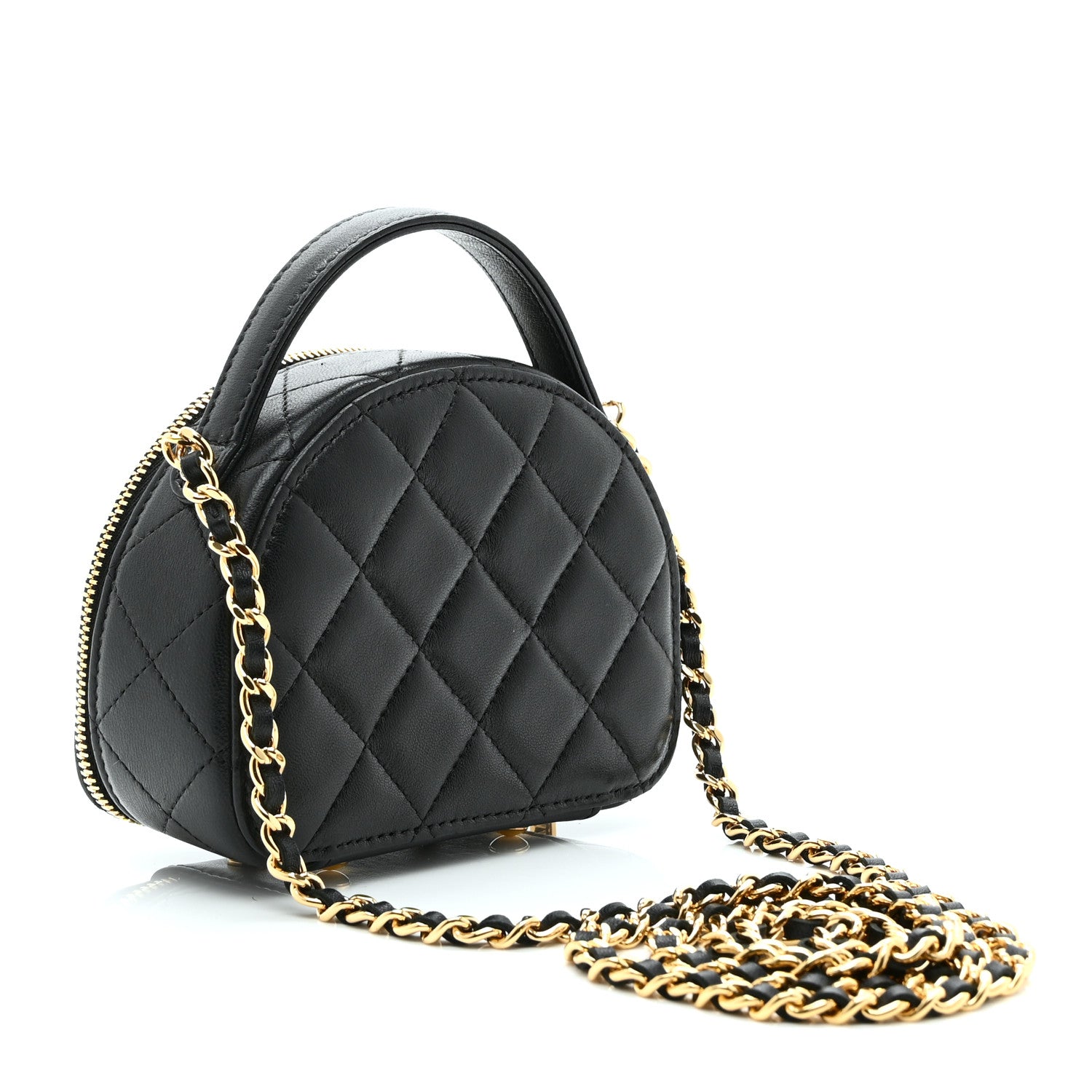 Chanel Lambskin Quilted Mini Chic Riviera Top Handle Vanity Case Black 3 of 10