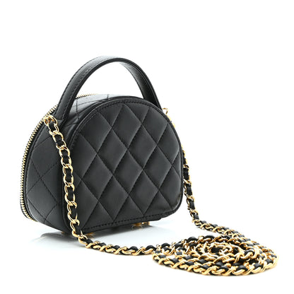 Chanel Lambskin Quilted Mini Chic Riviera Top Handle Vanity Case Black 3 of 10