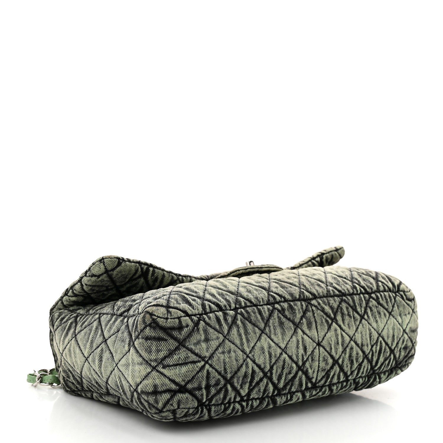 Chanel Denim Quilted Denimpression Flap Green Black 4 of 10