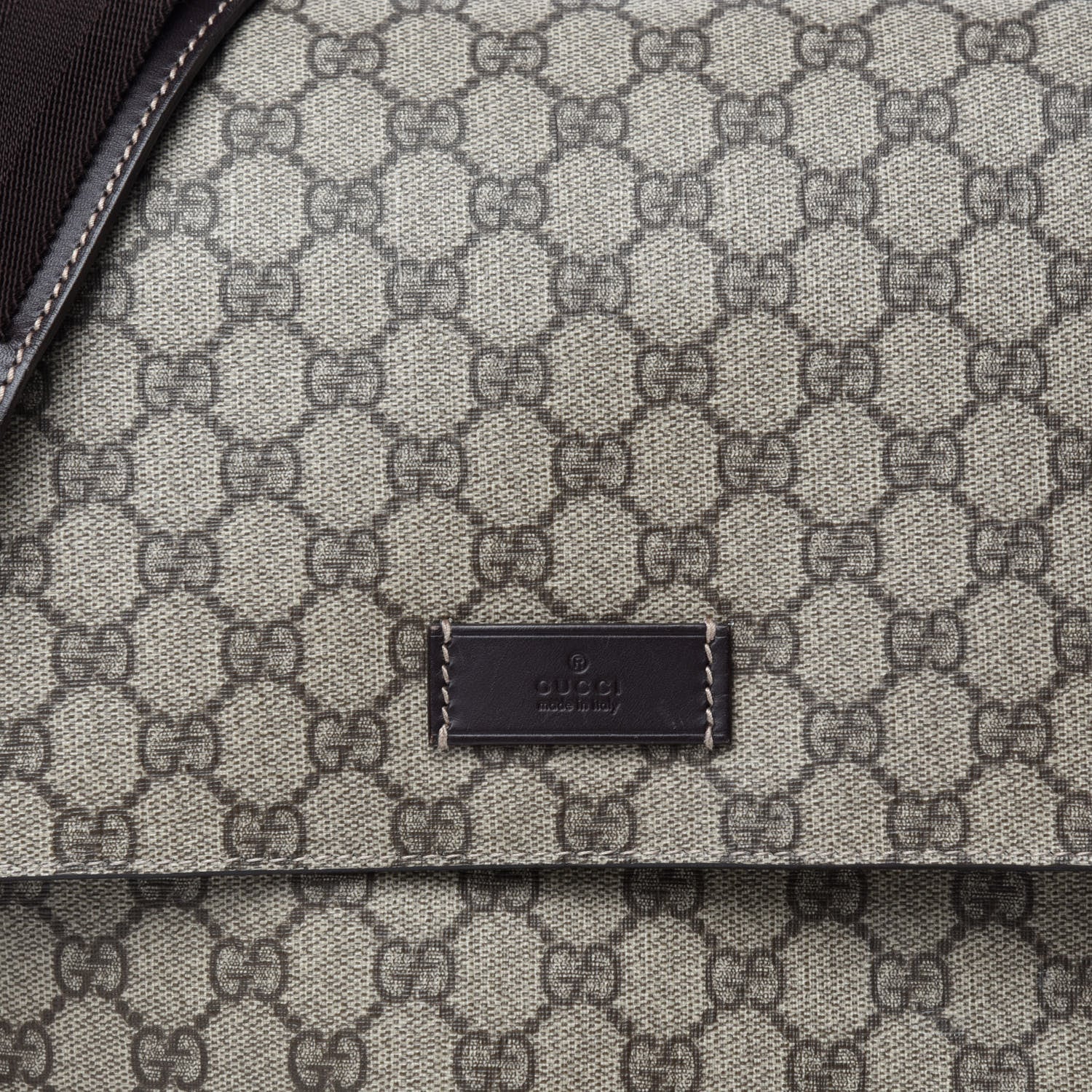 Gucci GG Supreme Monogram Selleria Calfskin Messenger Diaper Bag Beige Ebony Cocoa Dark Chocolate 13 of 13