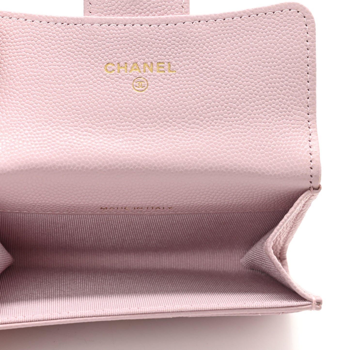 Caviar Quilted Flap Card Holder Wallet Light Pink