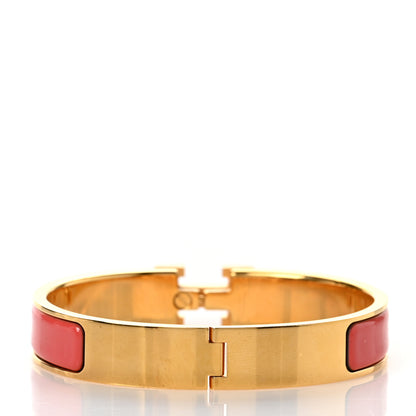 Hermes Enamel Narrow Clic Clac H Bracelet PM Rouge Corail 3 of 4
