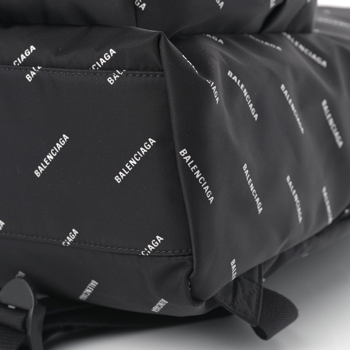 Twill Nylon Allover Logo Print Explorer Backpack Black White