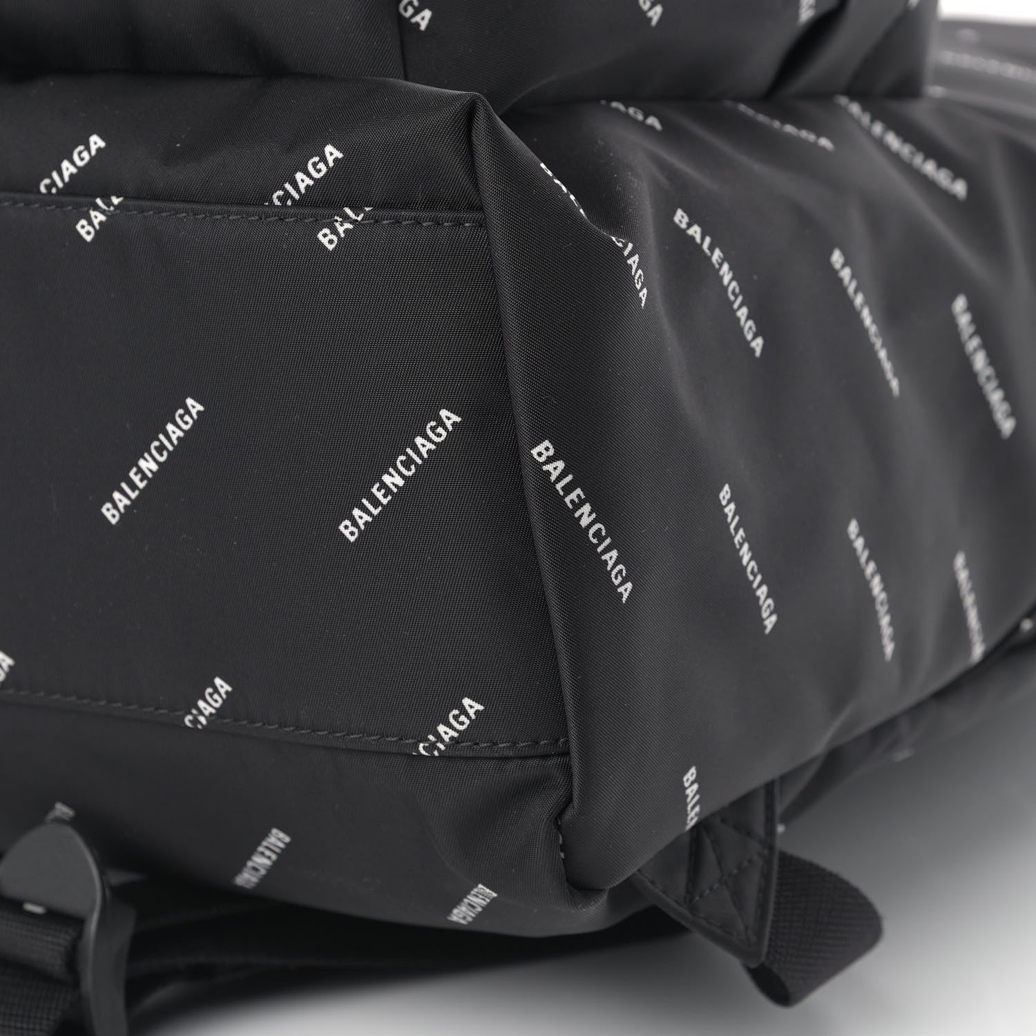 Balenciaga Twill Nylon Allover Logo Print Explorer Backpack Black White 8 of 8