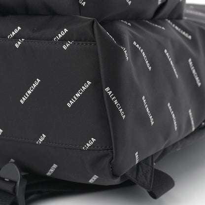 Balenciaga Twill Nylon Allover Logo Print Explorer Backpack Black White 8 of 8