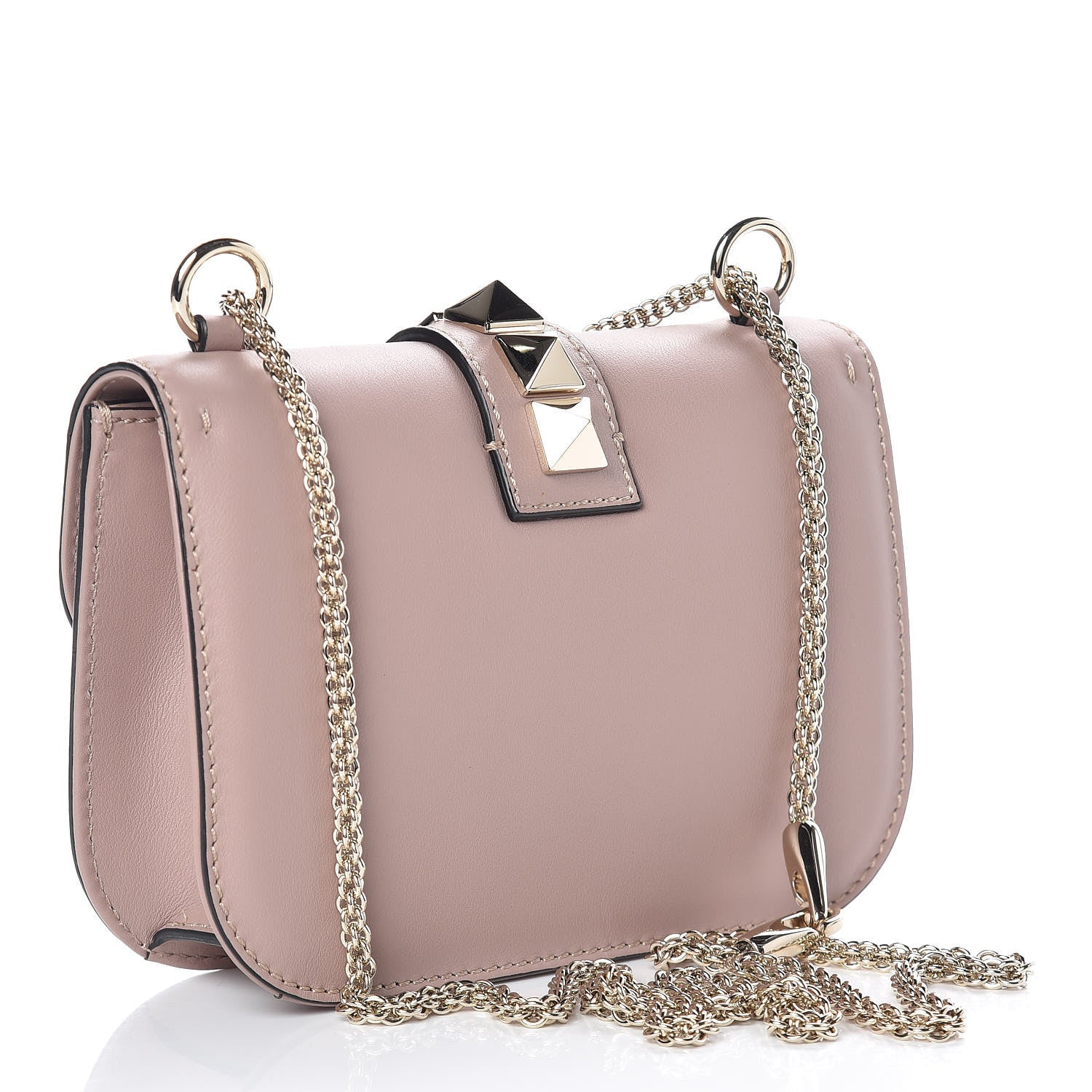 Valentino Garavani Vitello Small Glam Lock Rockstud Flap Poudre 3 of 8