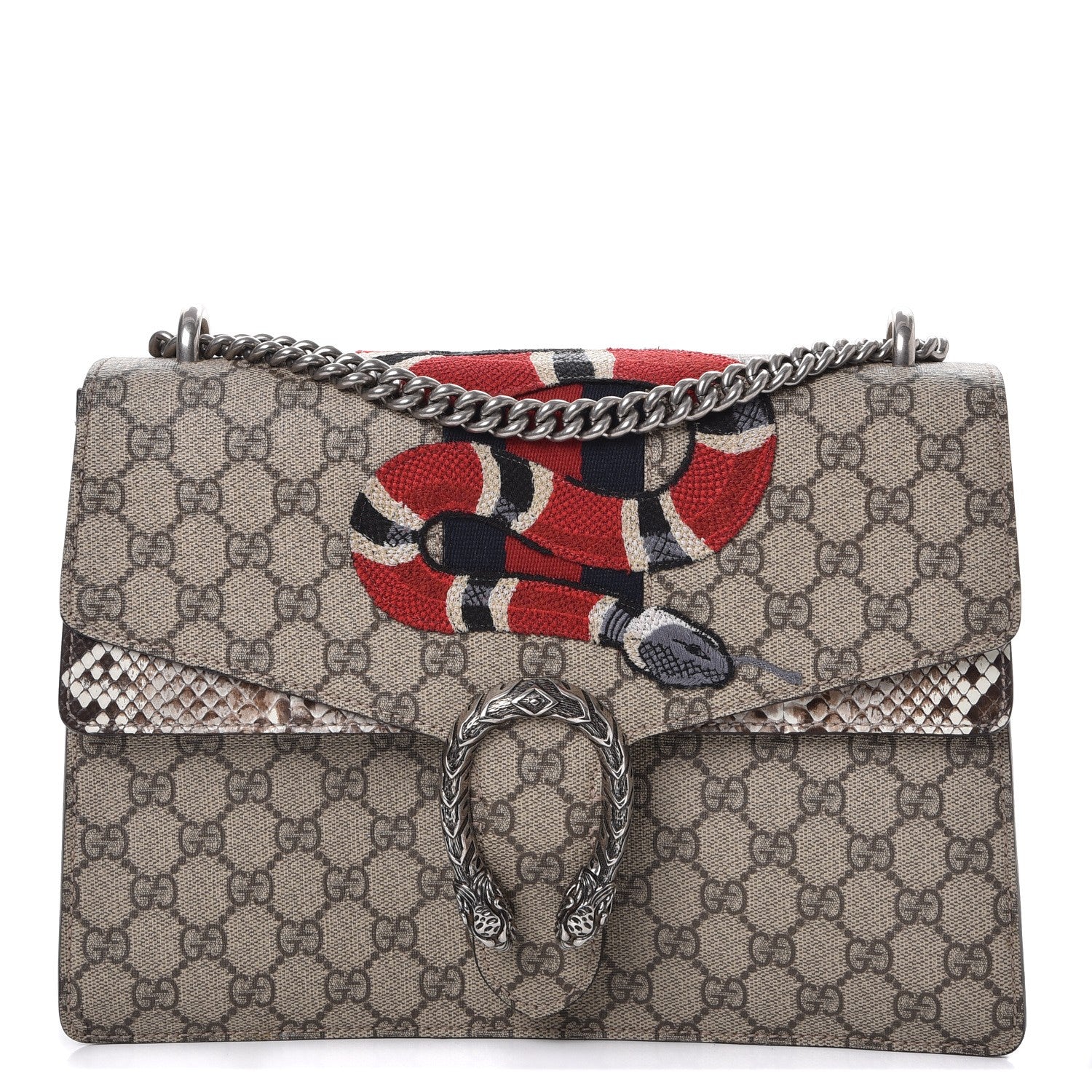 Gucci GG Supreme Monogram Kingsnake Embroidered Medium Dionysus Shoulder Bag Beige 1 of 8