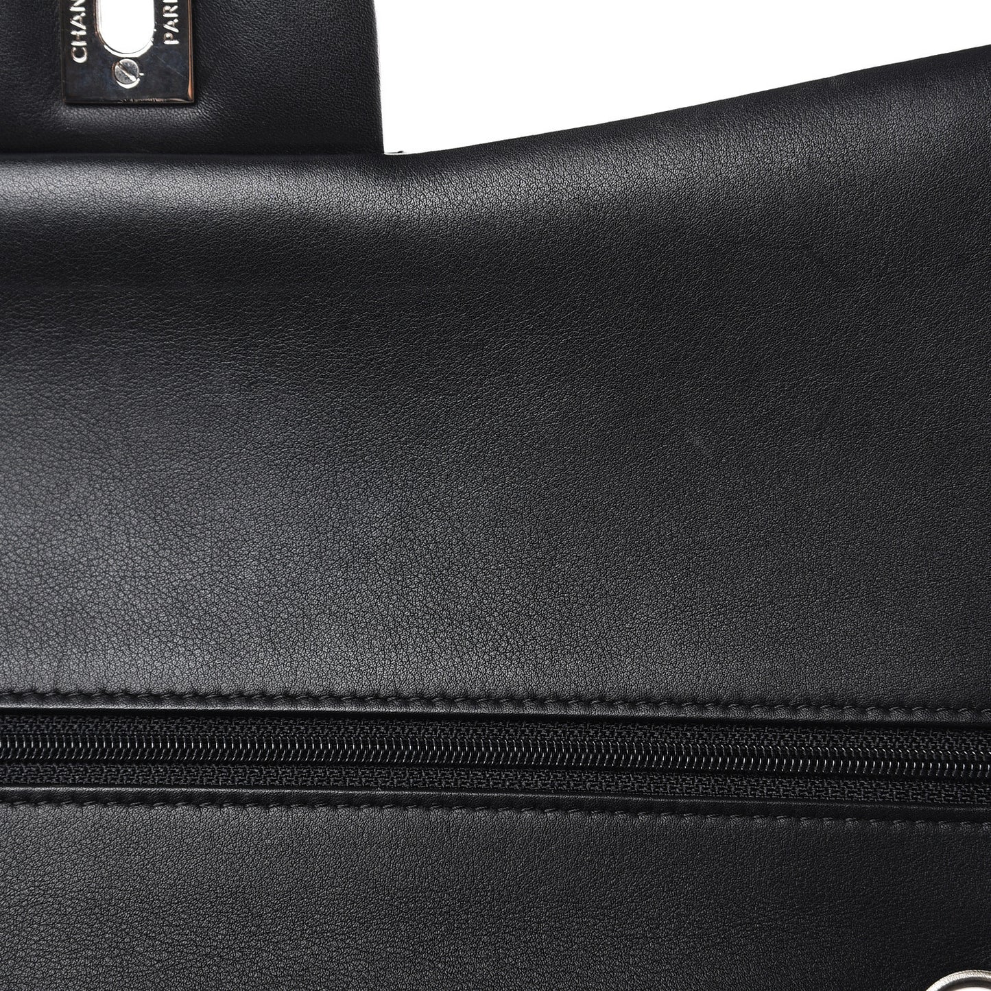 Patent Quilted Jumbo Double Flap Black