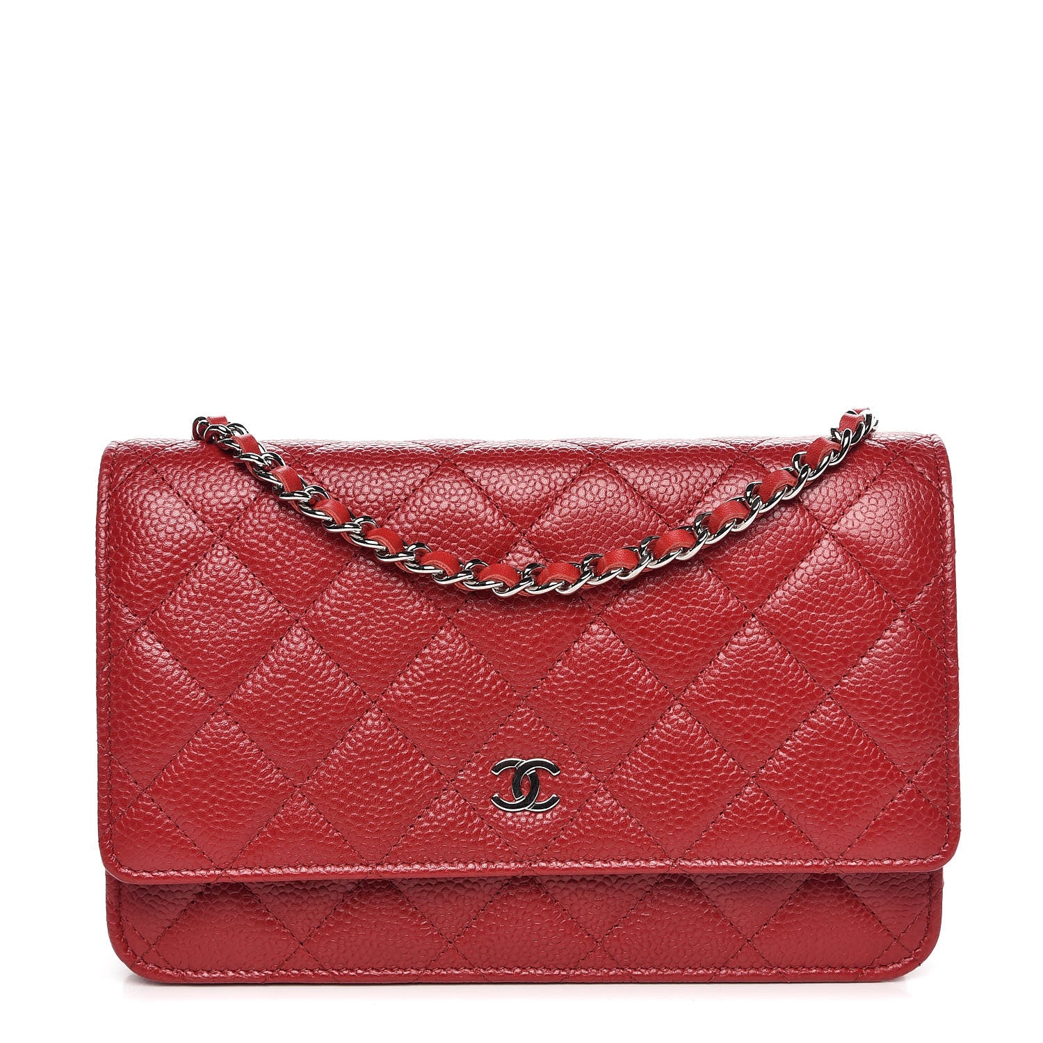 Chanel Caviar Quilted Wallet on Chain WOC Red 1 of 9